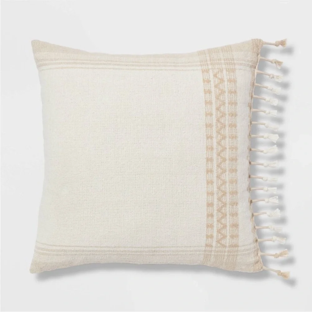 NEW Threshold Cream and Tan Decorative Pillow